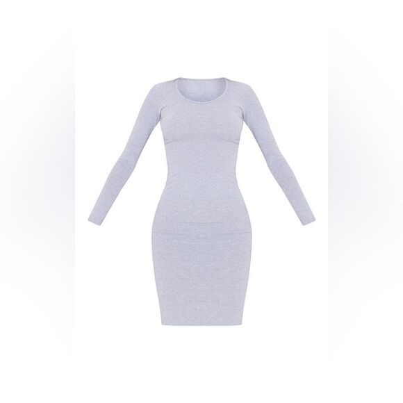 Effortless Elegance: NWT Tall Grey Long Sleeve Midi Dress - Picture 3 of 6